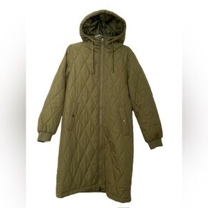 Khaki Green Quilted Puffer Coat